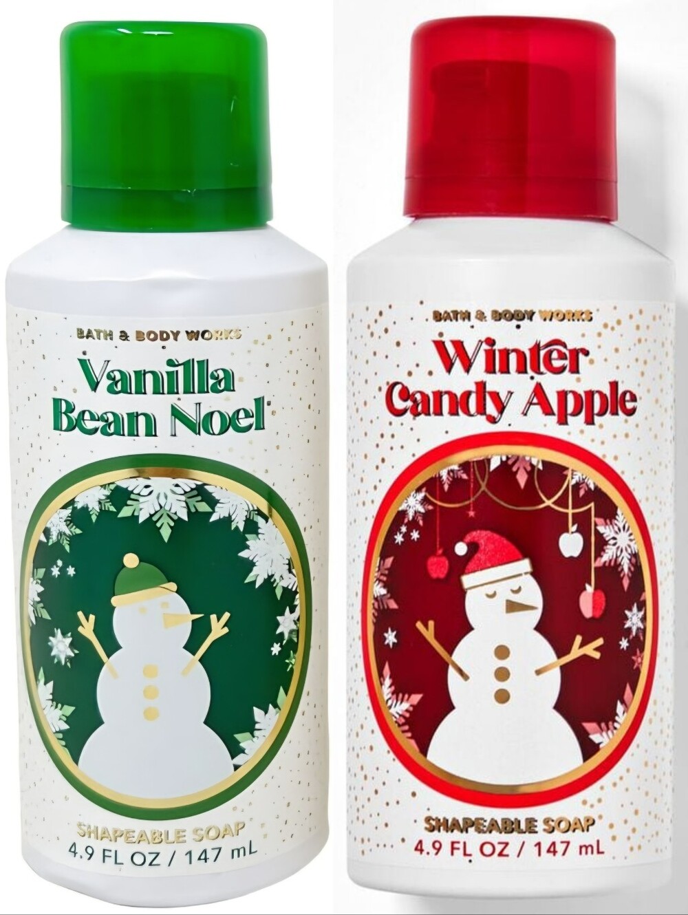 Bath Body Works Winter Candy Apple & Vanilla Bean Noel Shapeable Soap Set NEW
